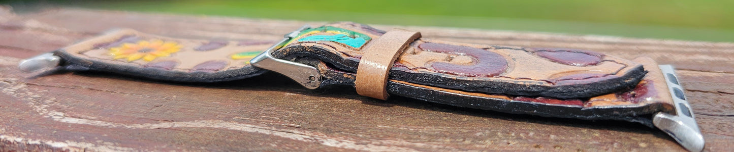 Real leather & hair on hide watch bands