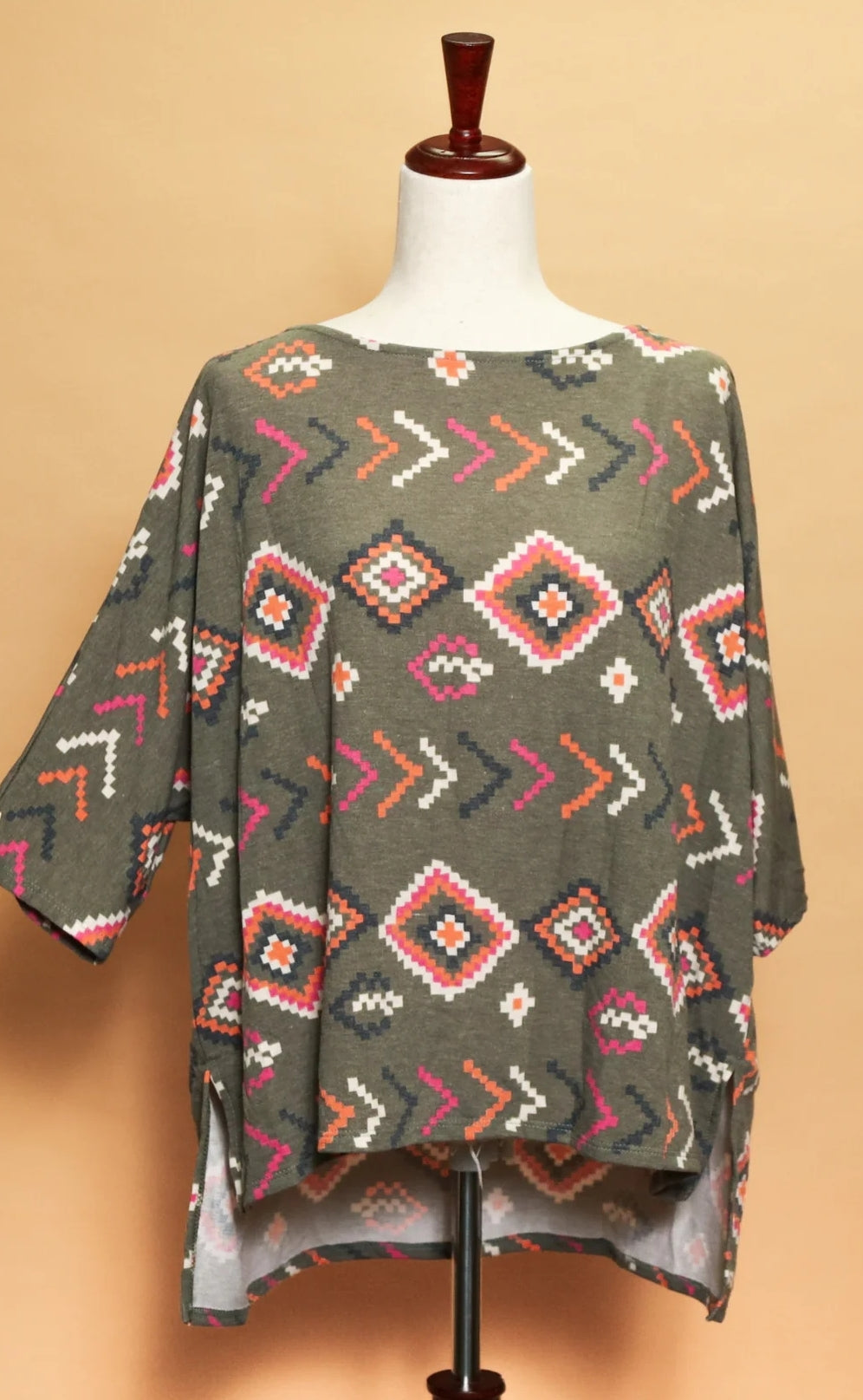 Olive Fall Aztec top