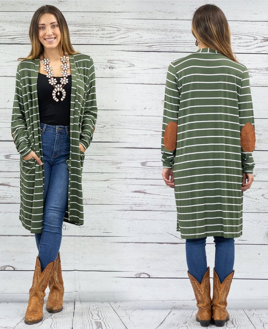 Olive striped cardigan